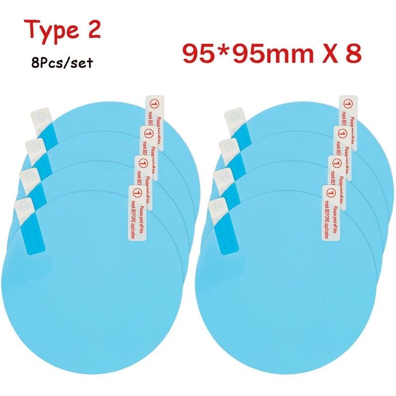 Bộ 8 Miếng Phim Mềm Dán Kính Chiếu Hậu Xe Hơi Trong Suốt Chống Sương Mù Và Mưa