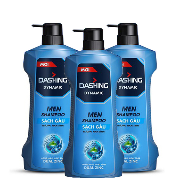 Combo 2 Chai Dầu Gội Sạch Gàu Cho Nam Giới Dashing Dynamic Men Shampoo (650g*2)+Tặng kèm 10 gói dầu gội Dashing