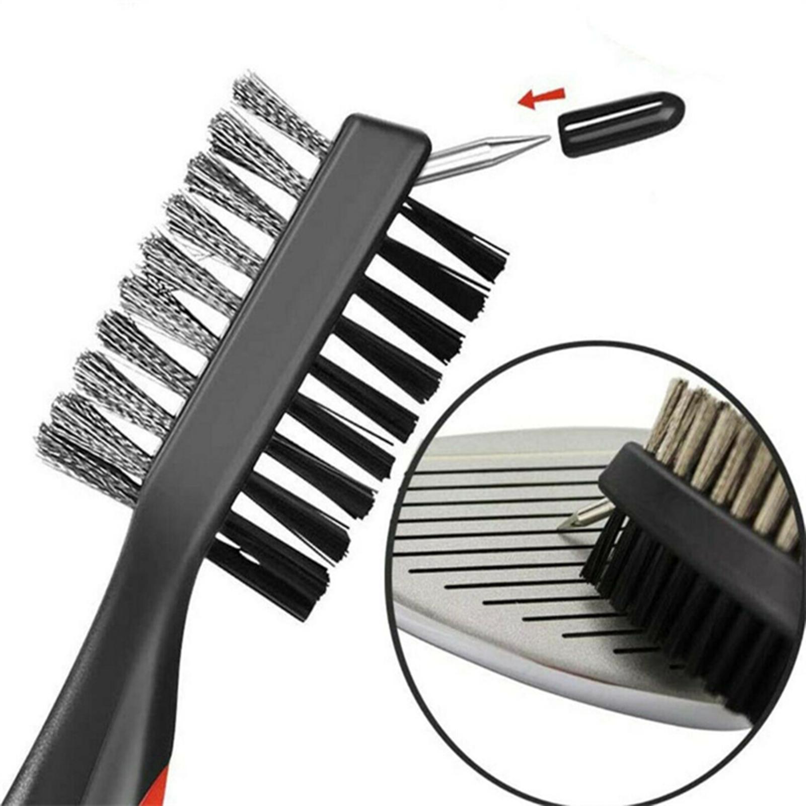 Bàn Chải Gậy Golf 2 Mặt Dụng Cụ Vệ Sinh Rãnh Gậy, Móc Đa Năng Nhôm Có Thể Thu Vào