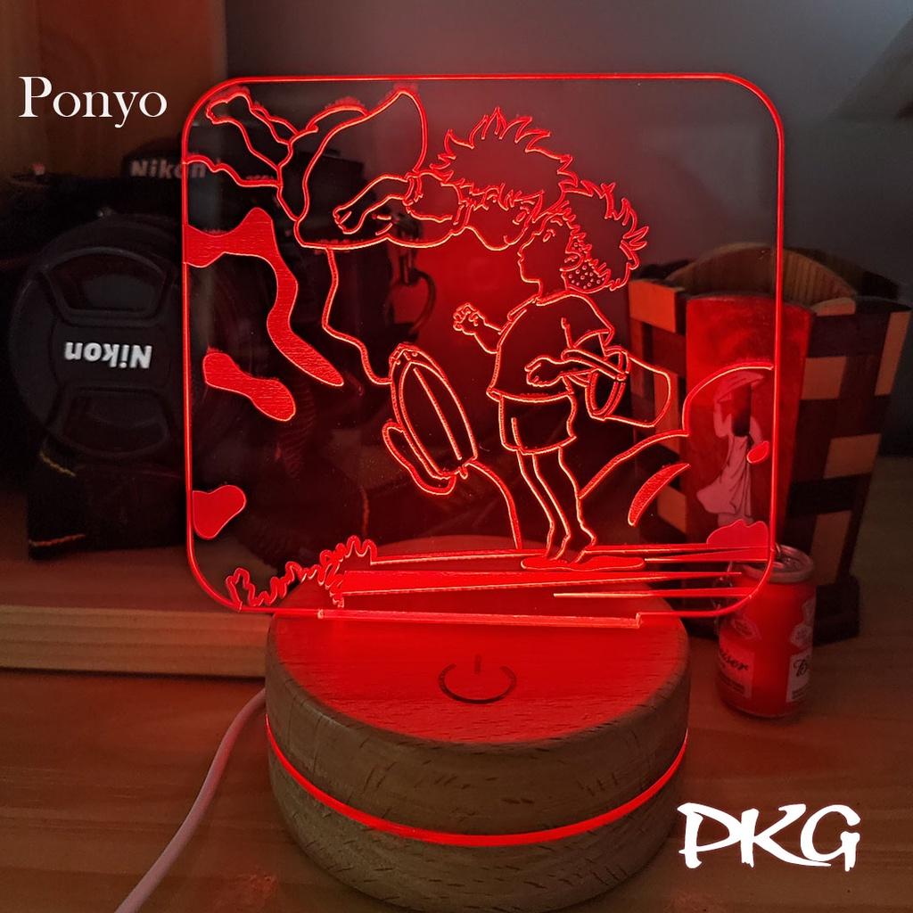 Đèn Ngủ Led 3D PONYO nhân vật Anime phát sáng 16 màu cảm ứng có điều khiển từ xa