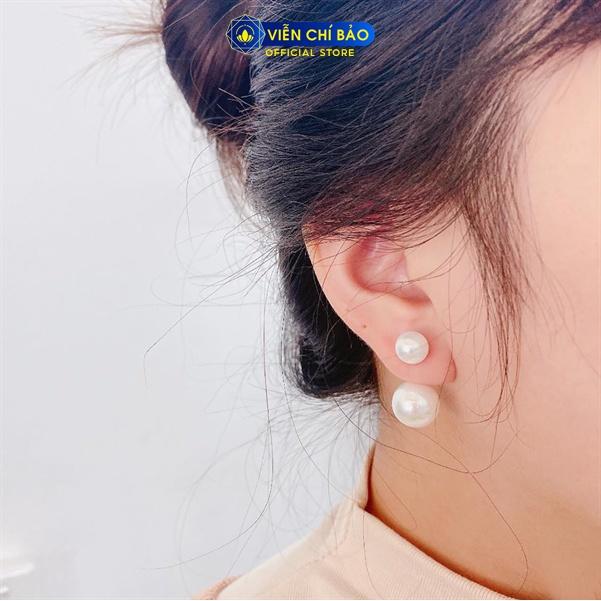 Bông tai bạc nữ Dior đính trái châu chất liệu bạc S925 thời trang phụ kiện trang sức nữ Viễn Chí Bảo B400274