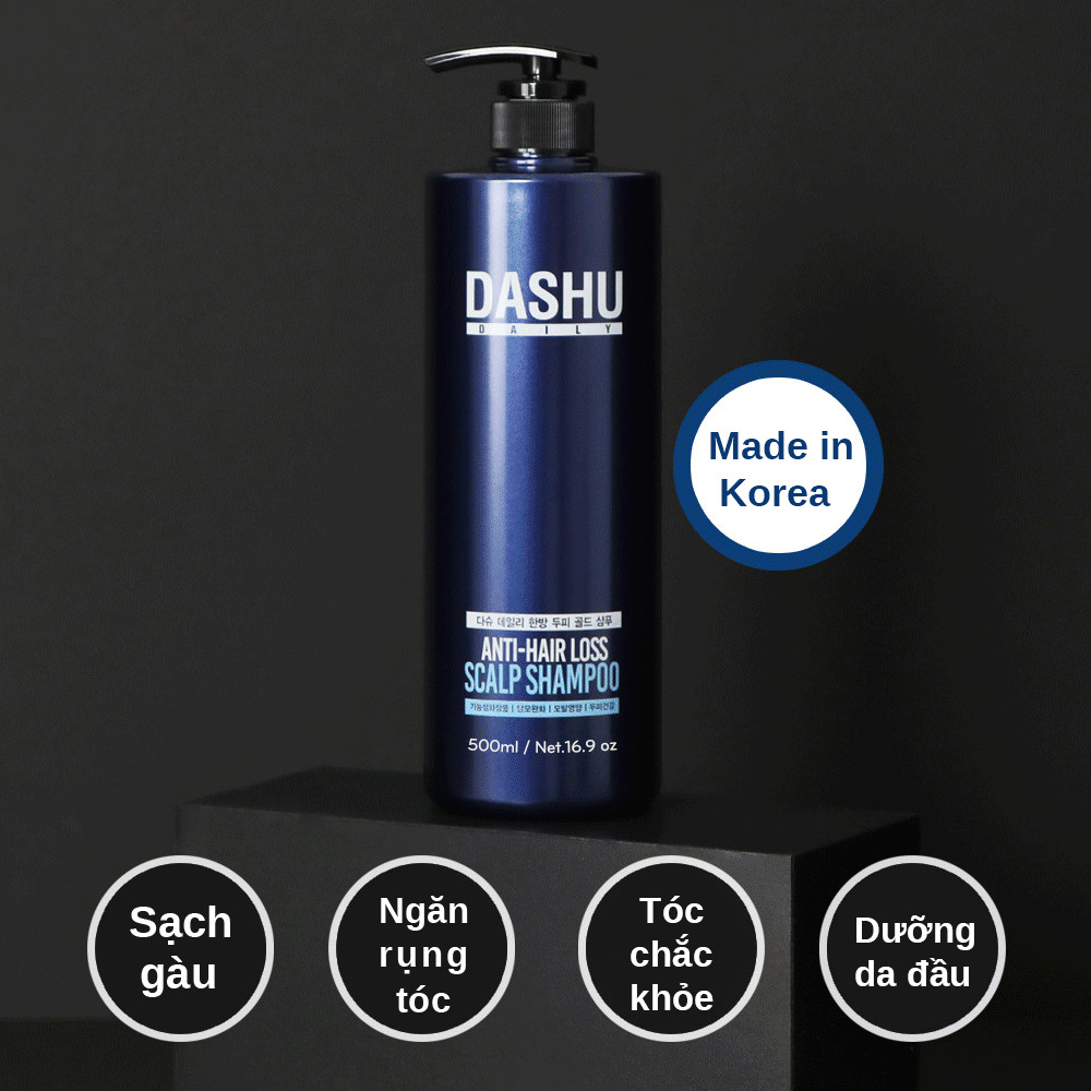 Dầu gội ngăn rụng tóc dành cho nam DASHU Anti - Hair Loss Scalp Mini size Sạch gàu và ngứa chính hãng Hàn Quốc 50ml JN-DG03
