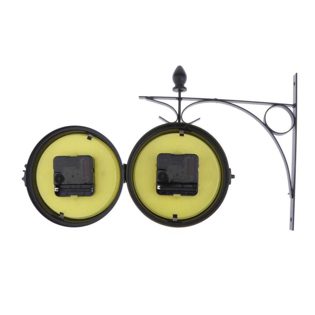 2pcs DOUBLE SIDED DUAL CLOCK STATION GARDEN OUTDOOR WALL MOUNTED