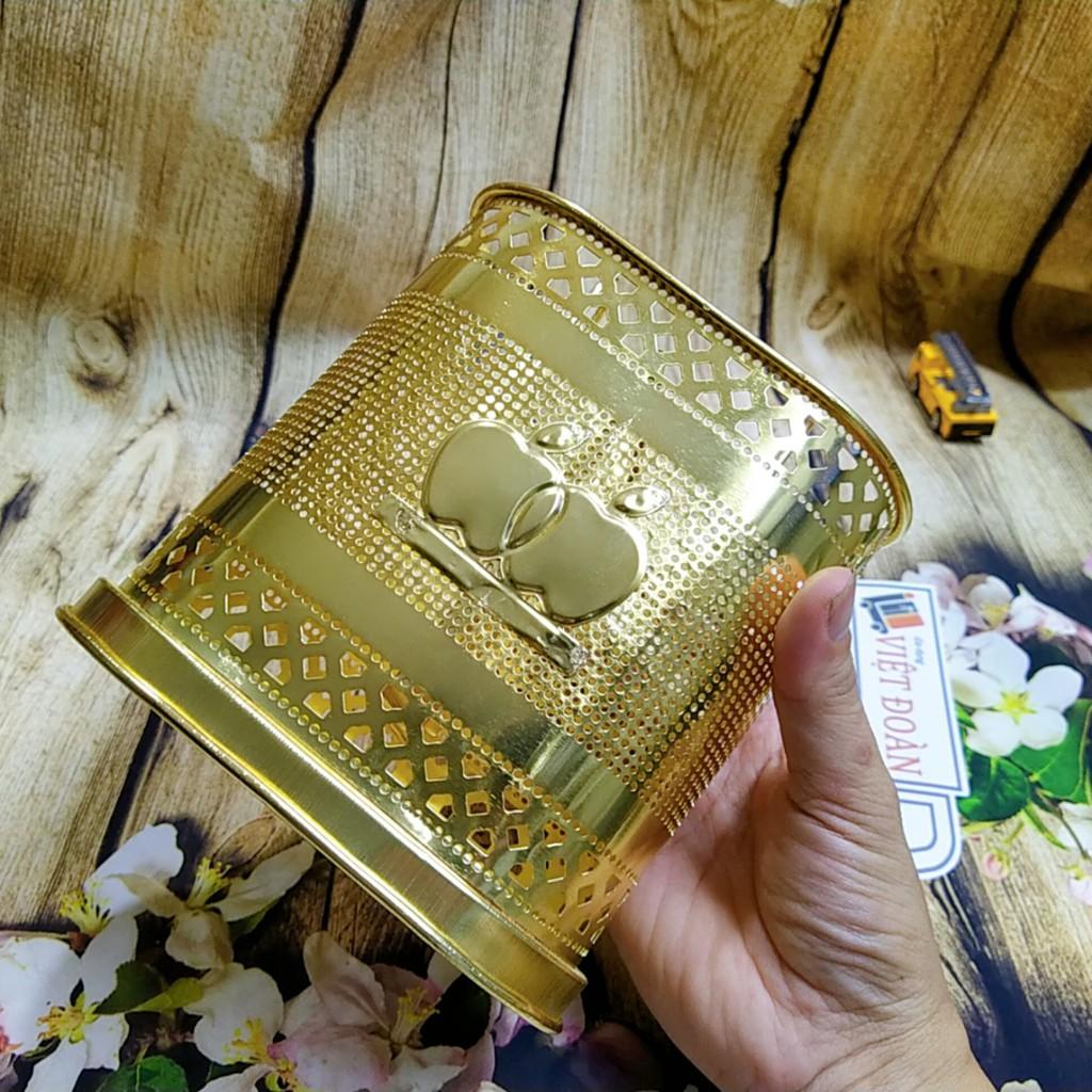 Ống đũa INOX mạ vàng kiểu dáng SIÊU ĐẸP SANG TRỌNG, chắc chắn, 2 ngăn tiện cho đũa muỗng thìa, đáy sâu có quay móc treo