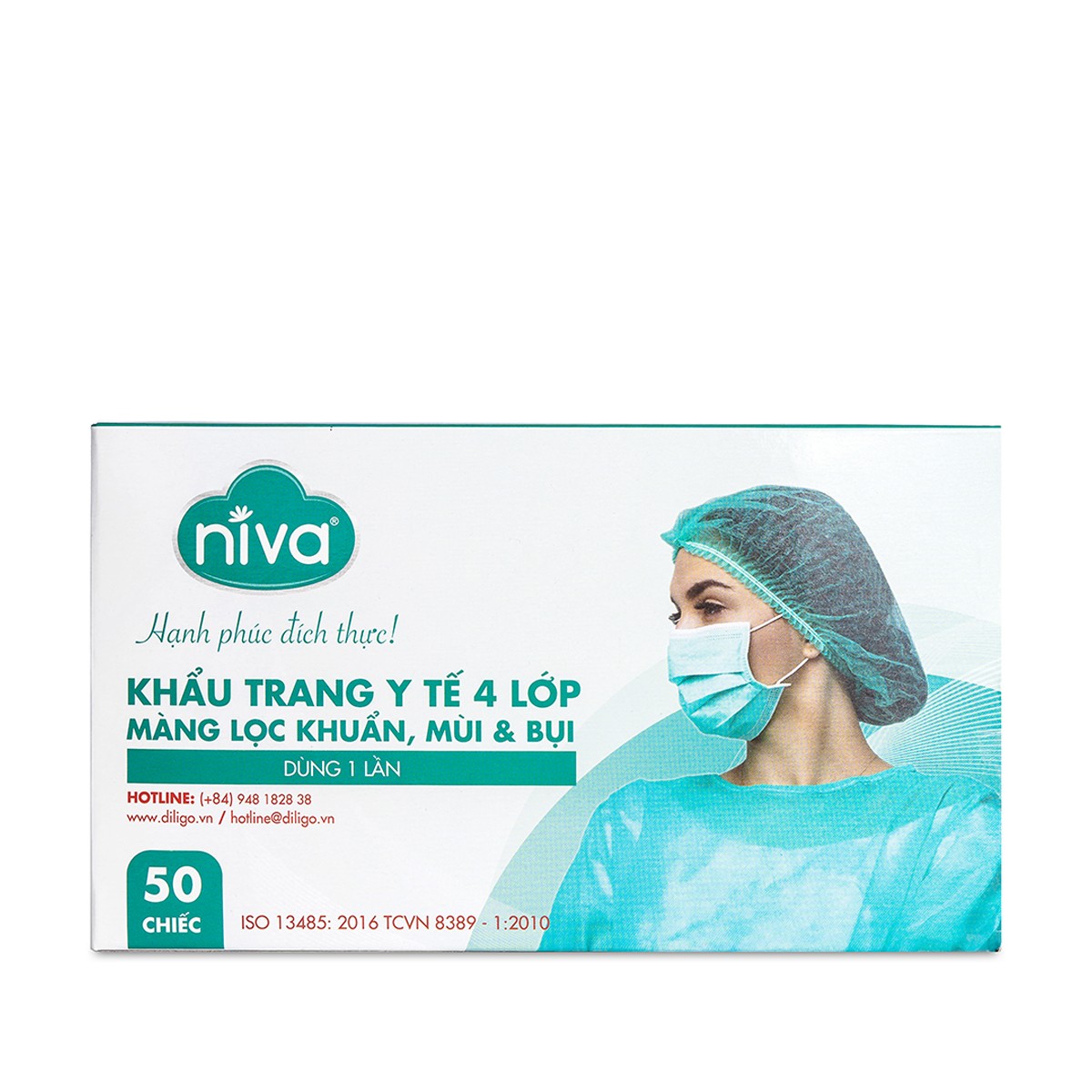 Hộp 50 Chiếc Khẩu Trang Y Tế 4 Lớp NIVA - Giao màu ngẫu nhiên