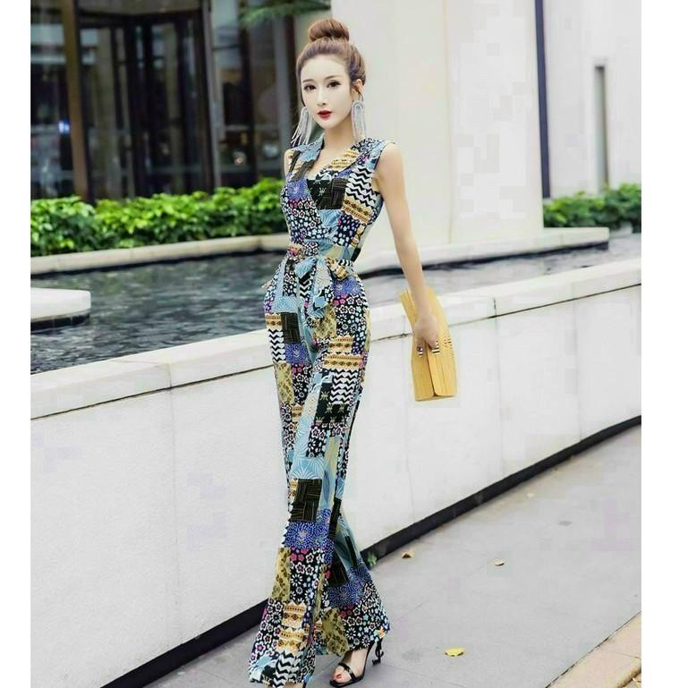 Jumpsuit Dài Ống Rộng, Jum Nữ Hàng Thiết Kế Cổ Đắp Chéo Kèm Belt Trang Trí Chất Lụa Nhật Cao Cấp Hack Dáng Siêu Xinh