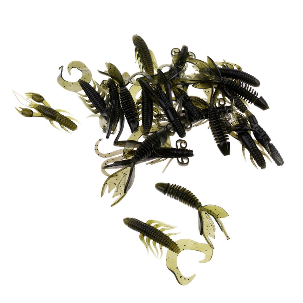 20pcs Soft Shrimp Sea Fishing Lures Tackle Crankbaits Bait Minnow Bait Green