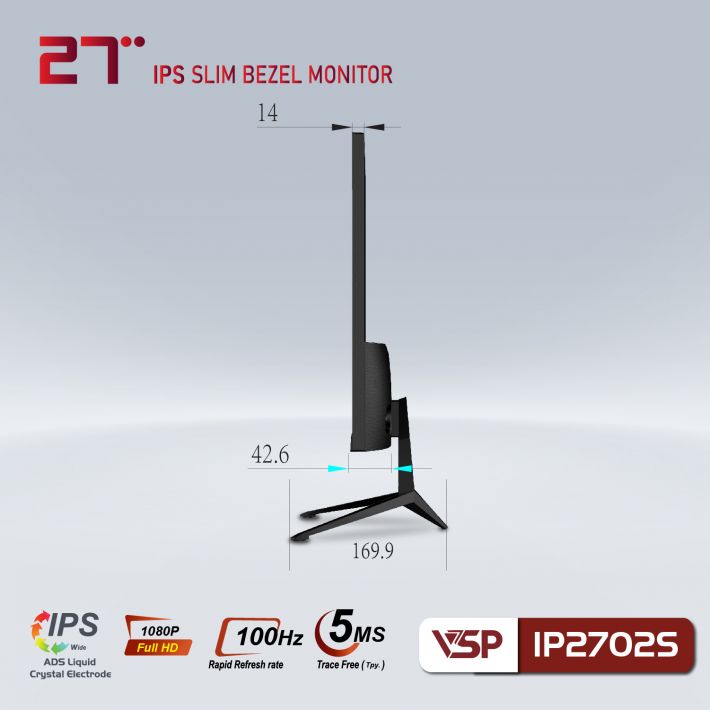 Màn hình máy tính VSP IP2702S (27inch/FHD/100Hz/5ms/IPS) - Hàng Chính Hãng