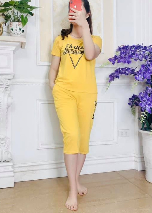 Bộ mặc nhà chất cotton hình in nhẹ nhàng