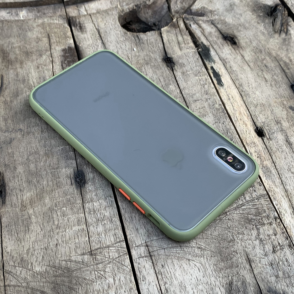 Ốp lưng chống sốc dành cho iPhone XS MAX nút bấm màu cam - Màu xanh