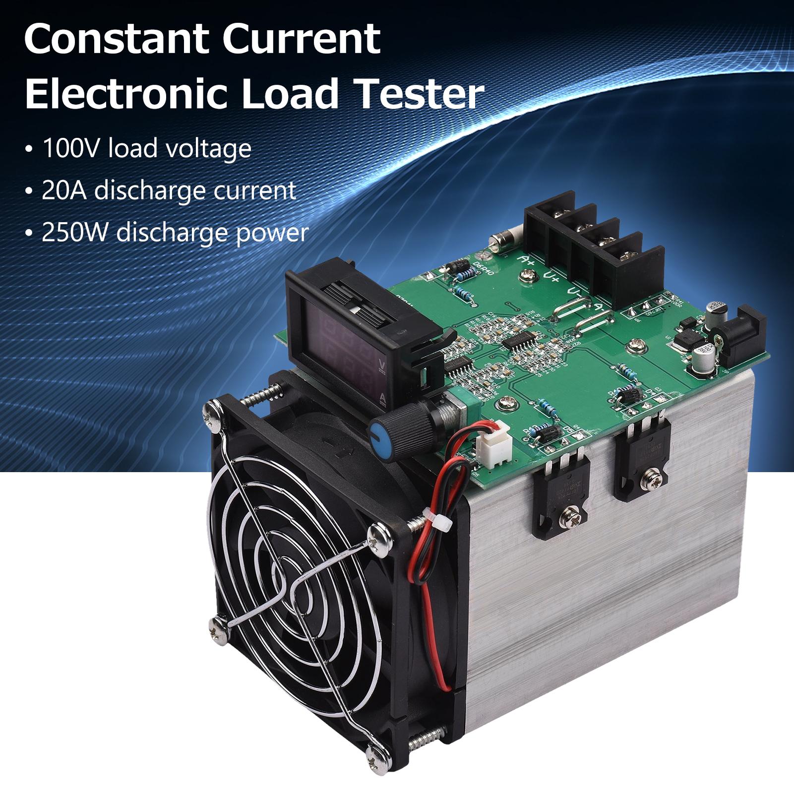250W 12V 20A Constant Current Electronic Load Tester Multifunction Digital Electronic Load Meter Battery Capacity Tester Discharge Aging Power Supply Module