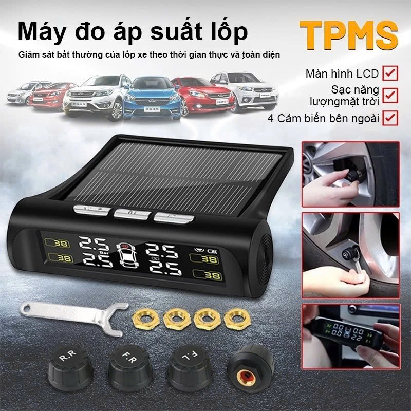 Cảm Biến Áp Suất Lốp Ô Tô Sử Dụng Năng Lượng Mặt Trời - Hàng Cao Cấp, An Toàn, ĐỒNG HỒ TREO TƯỜNG , TRANG TRÍ NHÀ CỬA