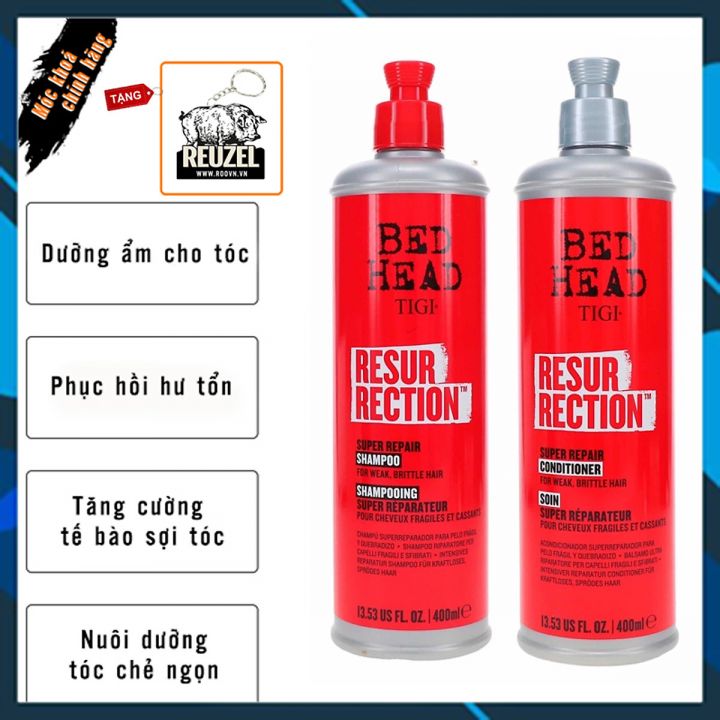 Bộ Dầu Gội & Xả Tigi Resurrection Super Repair Phục Hồi Hư Tổn Nặng - Tặng móc khoá chính hãng