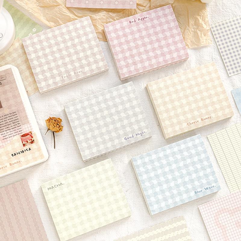 Giấy Note - Tập 100 Tờ Giấy Note Caro Pastel Lượn Sóng