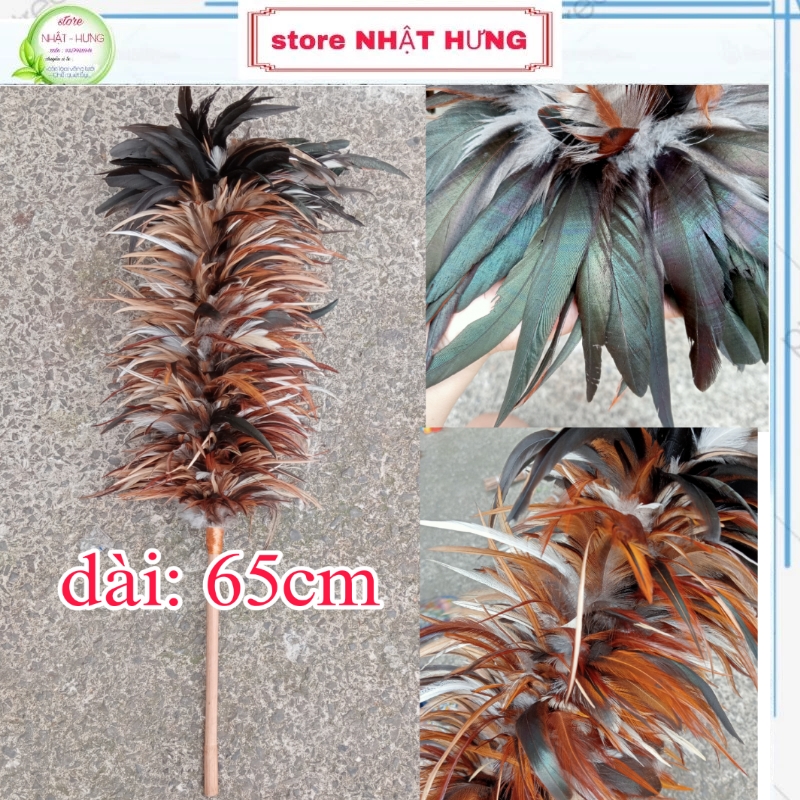 Chổi lông gà quét bụi lớn dài 62cm, quét bụi bàn ghế, ô tô