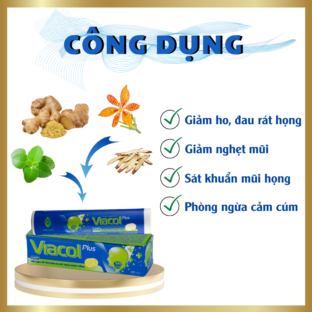 [COMBO 3 TUÝP] Kẹo ngậm Viacol Plus Vietnat giảm ho đau họng - 20 viên/ tuýp