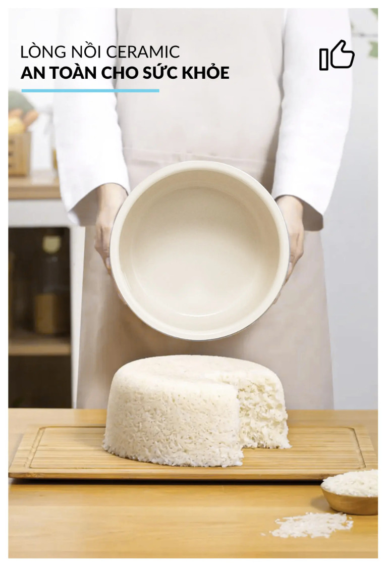 Nồi Cơm Điện Lòng Gốm 1,4L HAATZ CIM250 Công Suất 500W, 6 Chế Độ, Hẹn Giờ, Hàng Chính Hãng