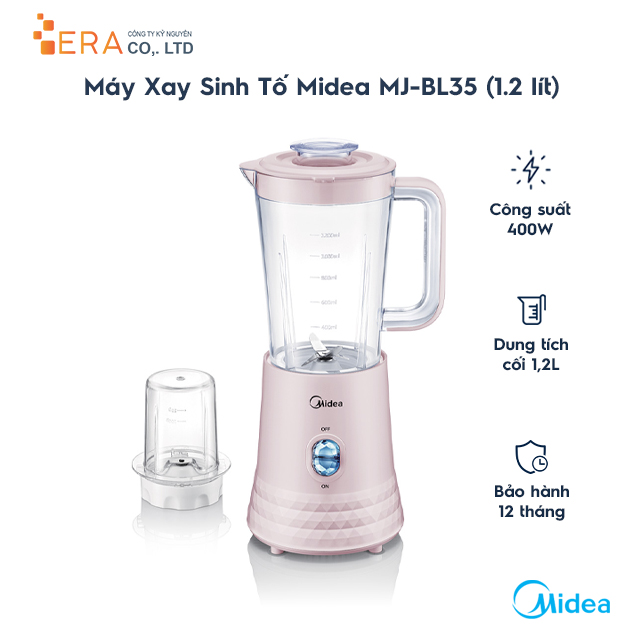 Máy Xay Sinh Tố Midea MJ-BL35 (1.2 lít) - Hồng - Hàng chính hãng