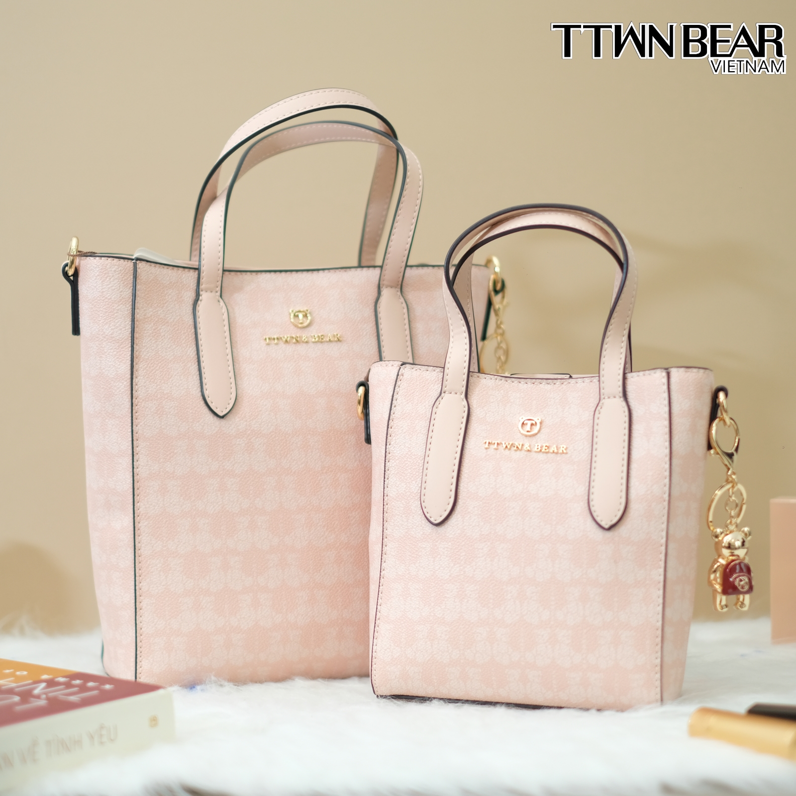 Túi tote TN3125/ TN3124 da thời trang công sở charm gấu TTWN BEAR