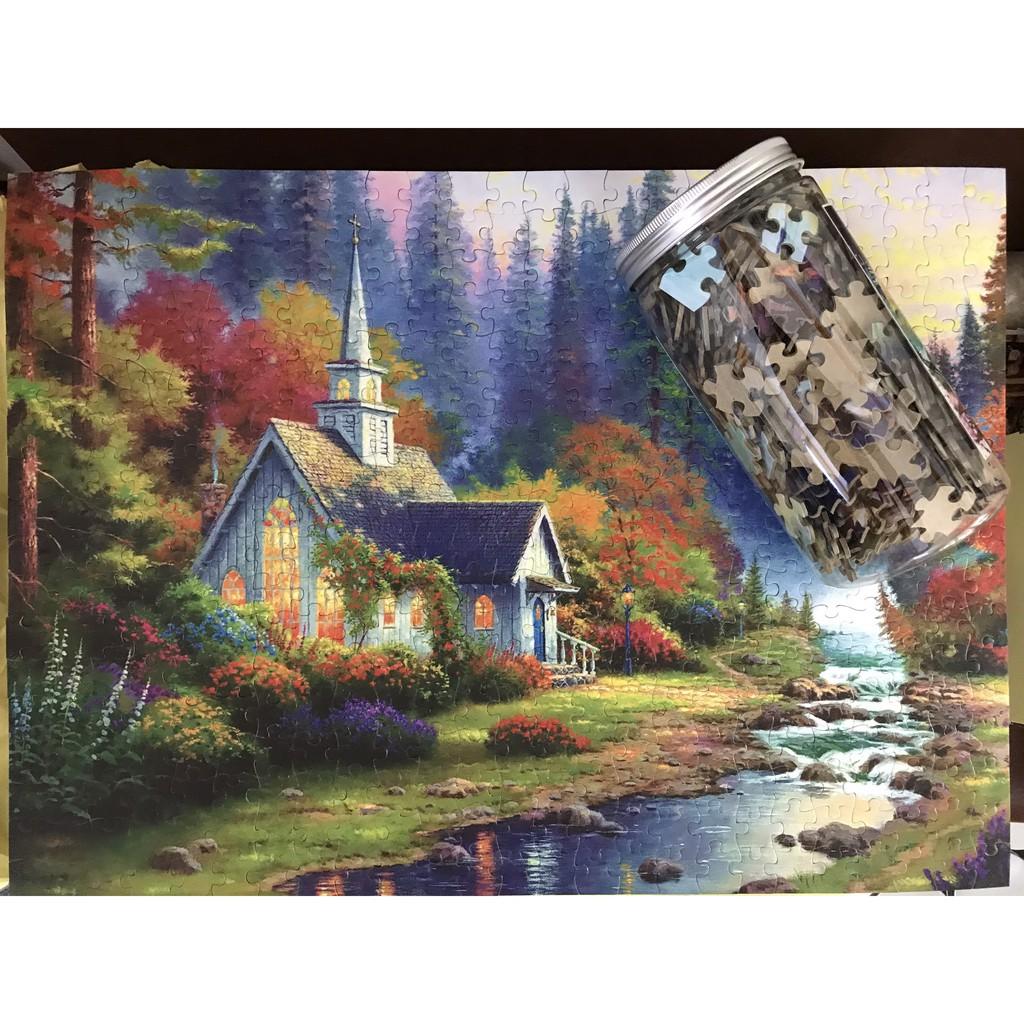 Tranh ghép hình Tini Puzzle 450 mảnh bằng giấy The Forest Chapel - có nhận in theo yêu cầu tranh xếp hình 36x50