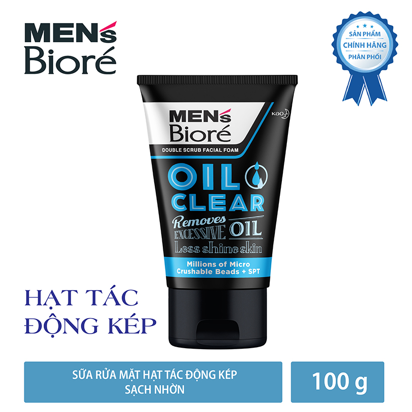 Sữa Rửa Mặt Men Biore Hạt Tác Động Kép Sạch Nhờn 100g