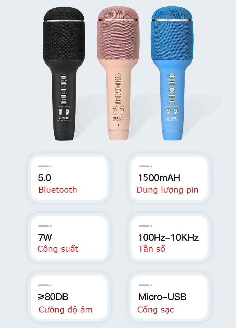 Micro hát karaoke kèm loa bluetooth thế hệ mới WS-900 Mic karaoke không dây bluetooth chuyên nghiệp, chuyển 4 chế độ giọng, pin trâu, thiết kế nhỏ gọn hiện đại - Micro bluetooth đa năng hỗ trợ ghi âm, phát nhạc, phát radio, hỗ trợ TWS kết nối 2 mic