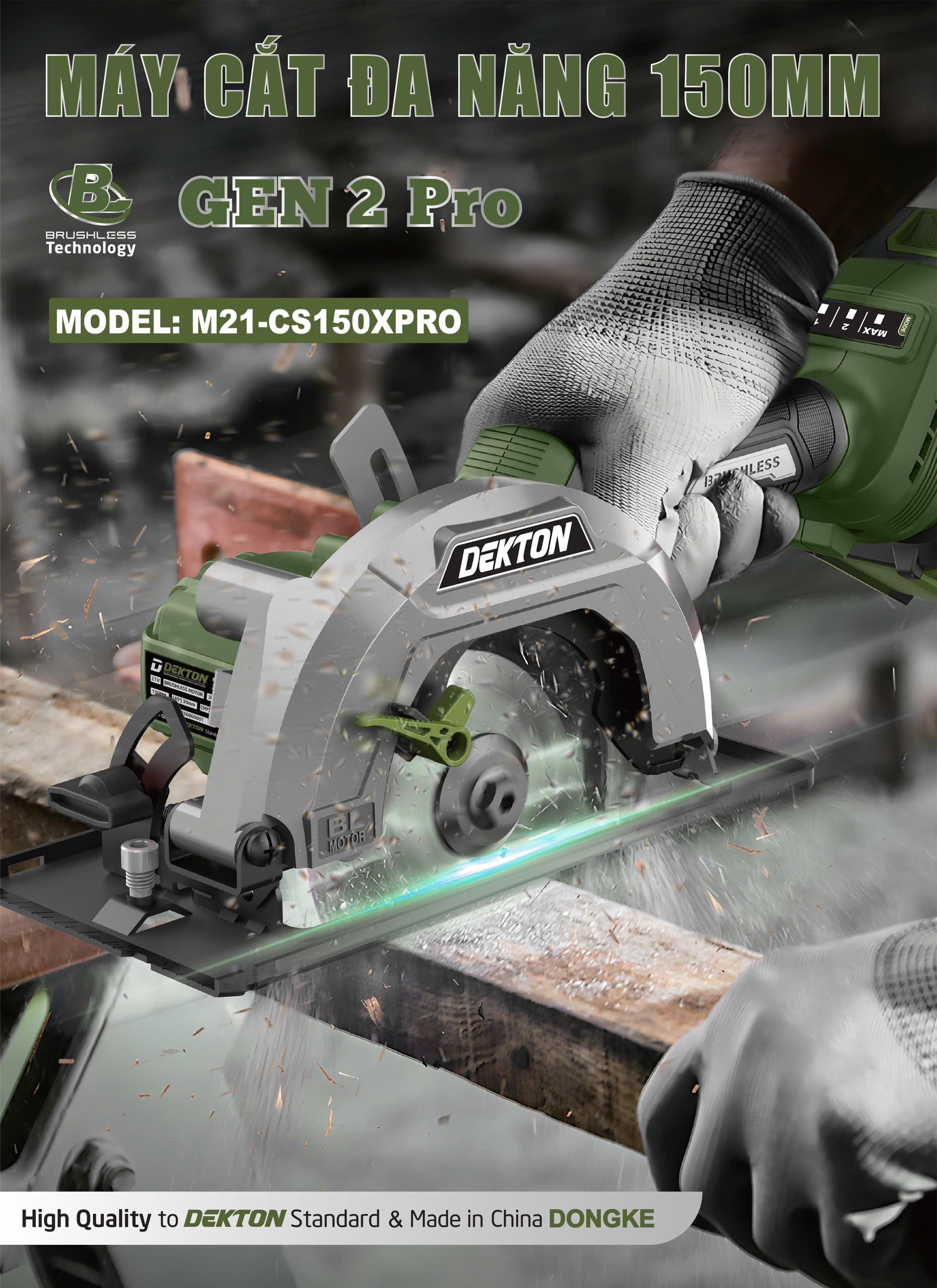 THÂN MÁY CƯA ĐA NĂNG PIN 21V BRUSHLESS (3 TỐC ĐỘ) MÀU OLIU M21-CS150XPRO DEKTON - HÀNG CHÍNH HÃNG
