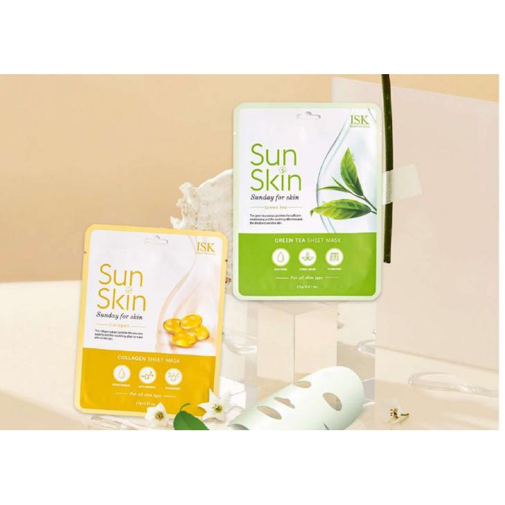 Mặt nạ sáng da, ngừa mụn ISK SungKin GREEN TEA SHEET MASK 23ml - Hàn Quốc Chính Hãng