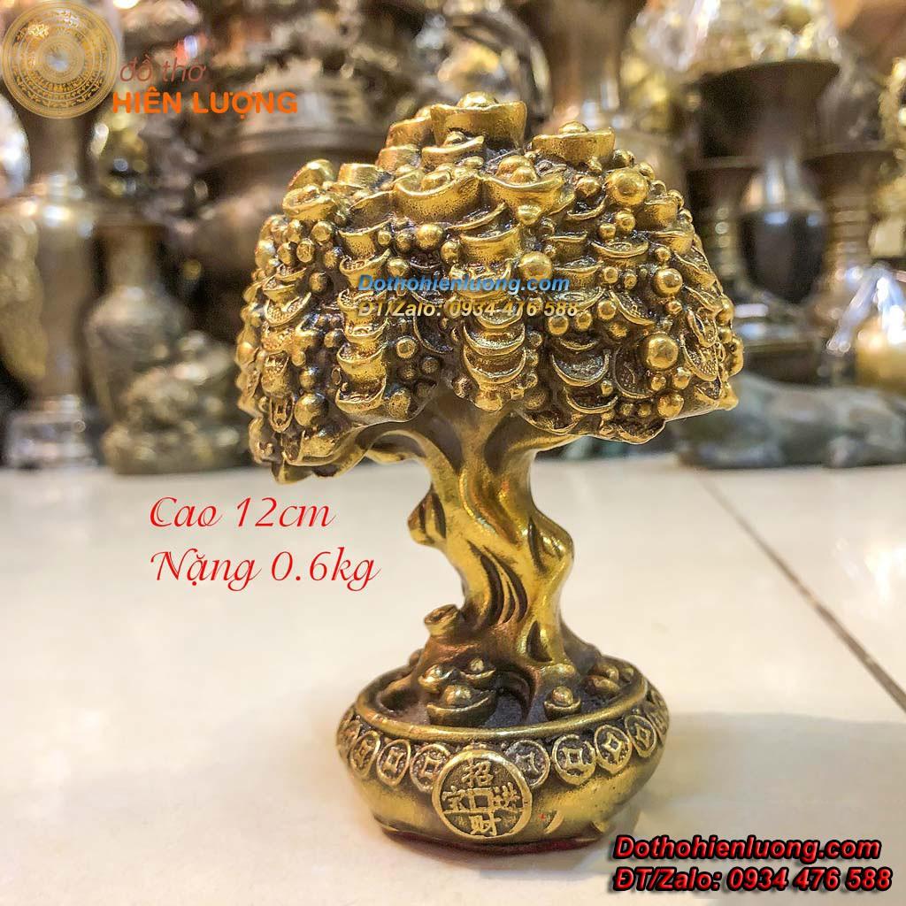 Cây Tiền Tài Lộc Phong Thủy Bằng Đồng Vàng Cao 12cm