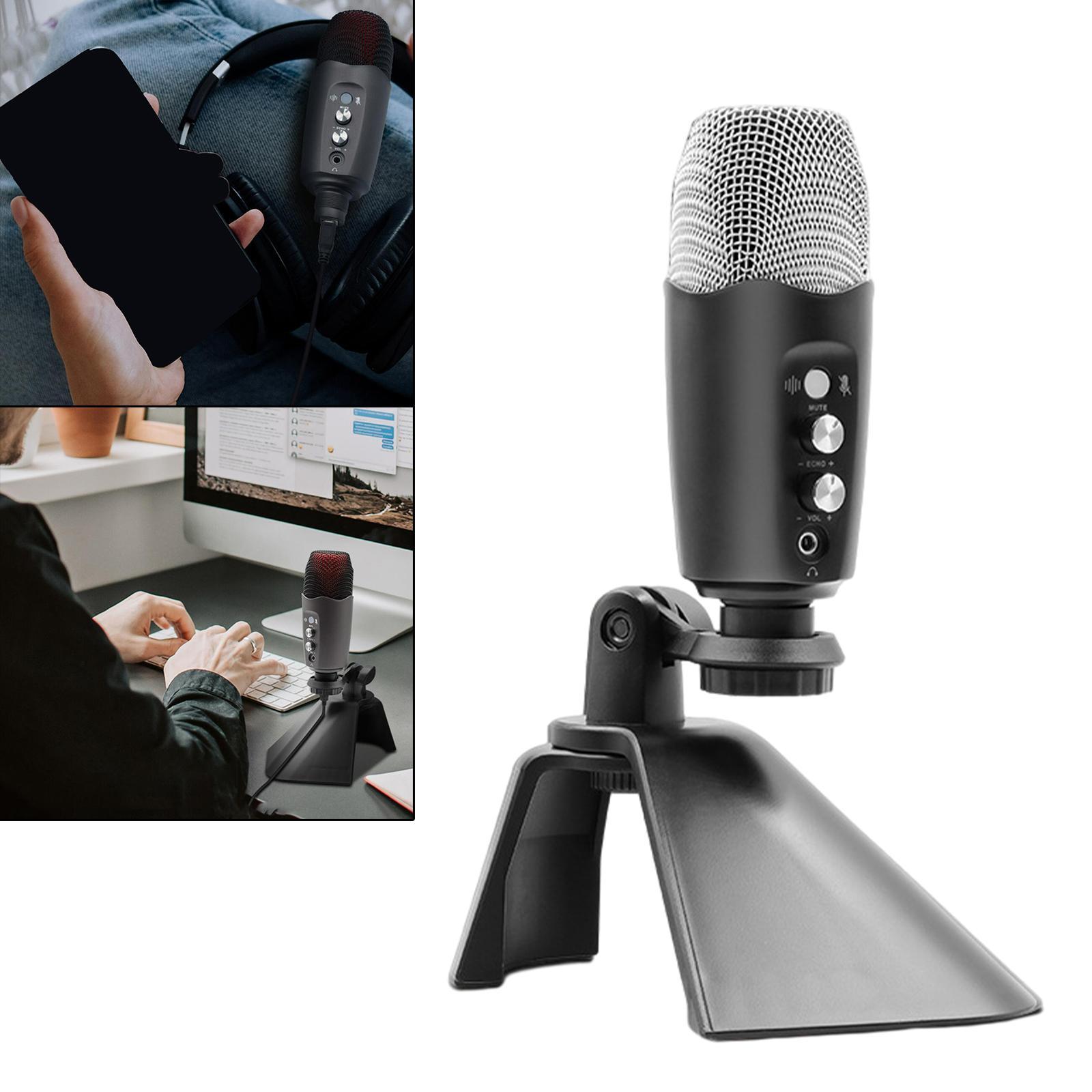 Condenser USB Microphone w/Stand for PC Laptop Gaming Studio Recording