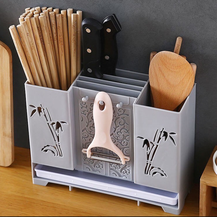 Kệ Giá Đựng Cắm Đũa Muỗng Khay Kệ Để Cắm Dao Nhà Bếp Dán Treo Tường Đa Năng Cao Cấp Sang Trọng