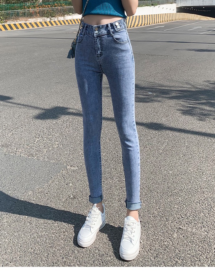 Quần jean dài BIG SIZE xanh đậm lưng 2 nút siêu cao co dãn mạnh 33300 - Dài tua lai 3940 - 33