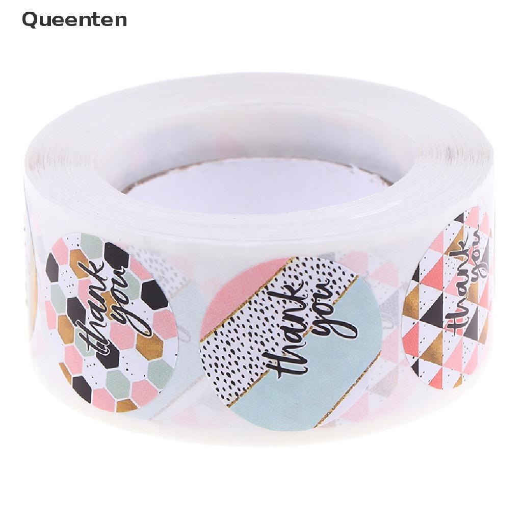 Queenten 500pcs/roll Pink plaid Stickers for seal label Sealing decoration Sticker QT