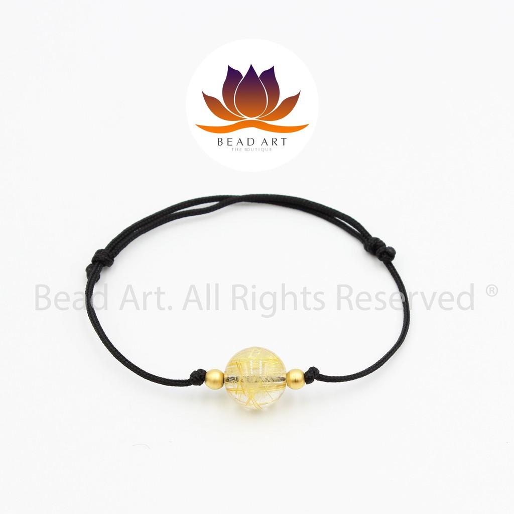 Vòng Tay Phong Thuỷ Đá Thạch Anh Tóc Vàng, Golden Rutilated Quartz 9MM Tự Nhiên, Chuỗi Hạt, Mệnh Kim, Thổ - Bead Art