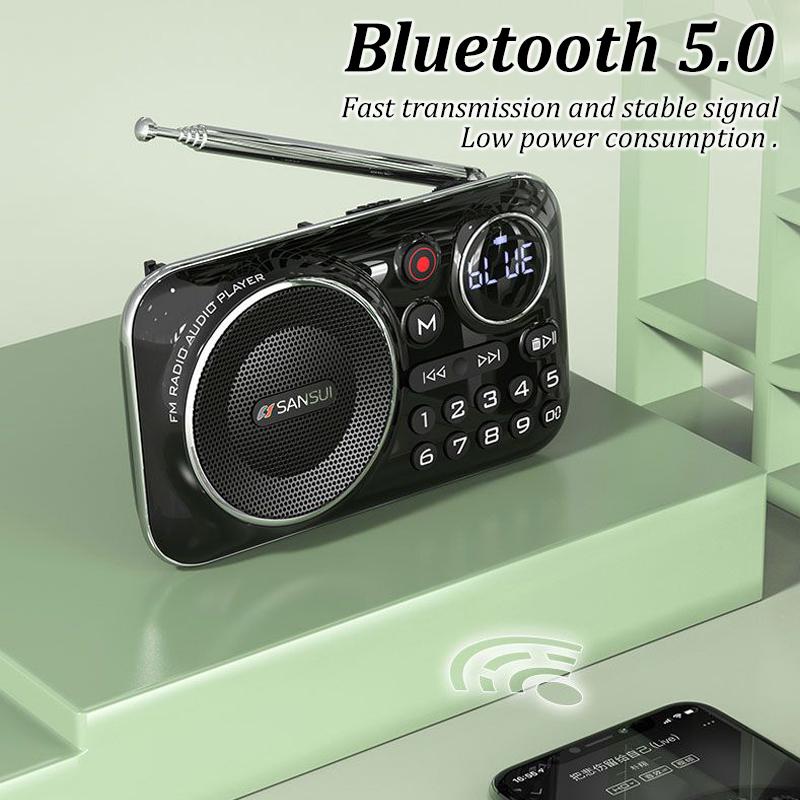 Đài phát thanh Outdoor FM FM FM cho người cao tuổi Bluetooth 5.0 Loa Mape Music Trình phát hỗ trợ ghi âm ghi âm Color: Grass Green