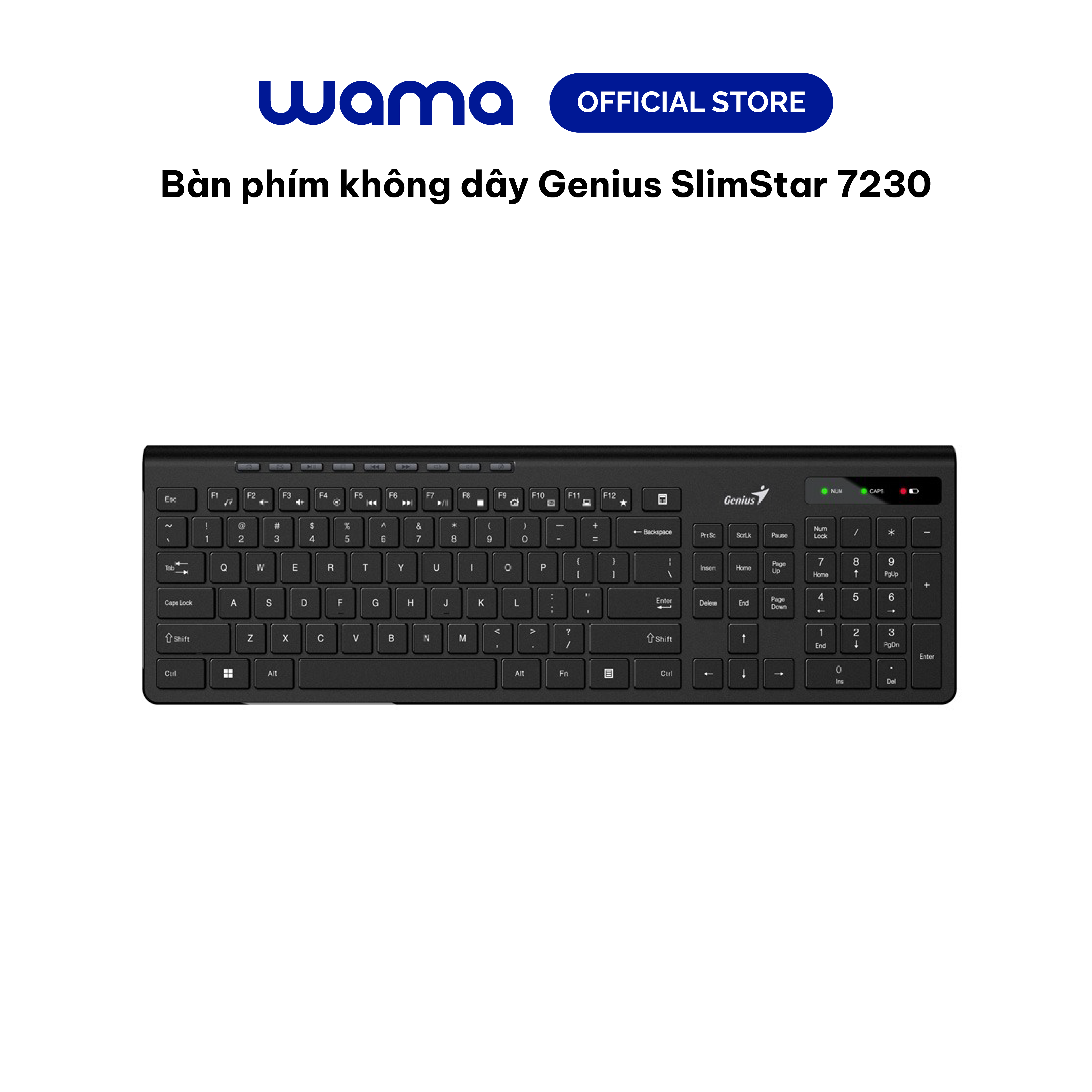 Bàn phím không dây Genius SlimStar 7230 - full size, tích hợp phím trợ năng cho văn phòng, công thái học gõ thoải mái, Hàng chính hãng, Bảo hành 1 năm