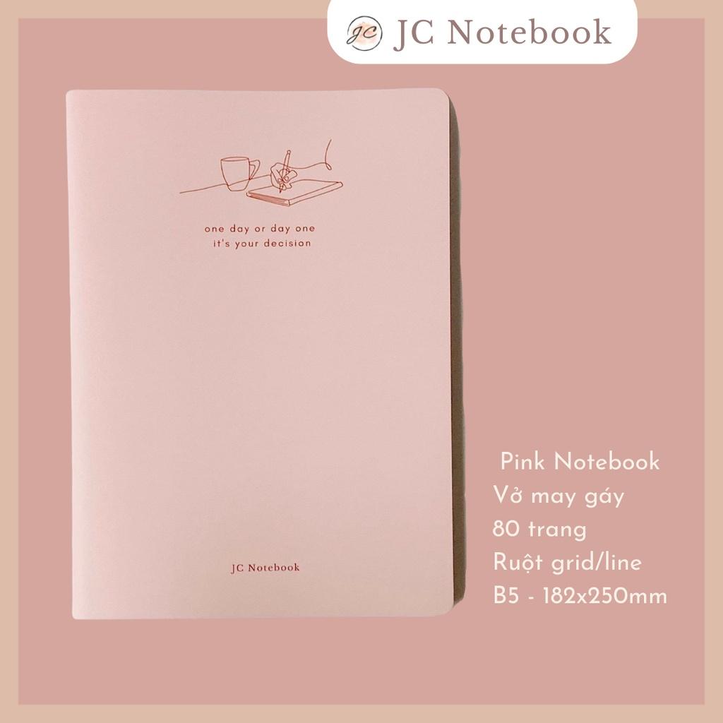 Tập vở dot grid, line kẻ dòng, vở take note ruột caro, pastel notebook by JC, tập viết bài size B5 màu hồng