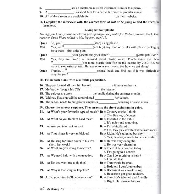 SÁCH - bài tập tiếng anh 10 - không đáp án