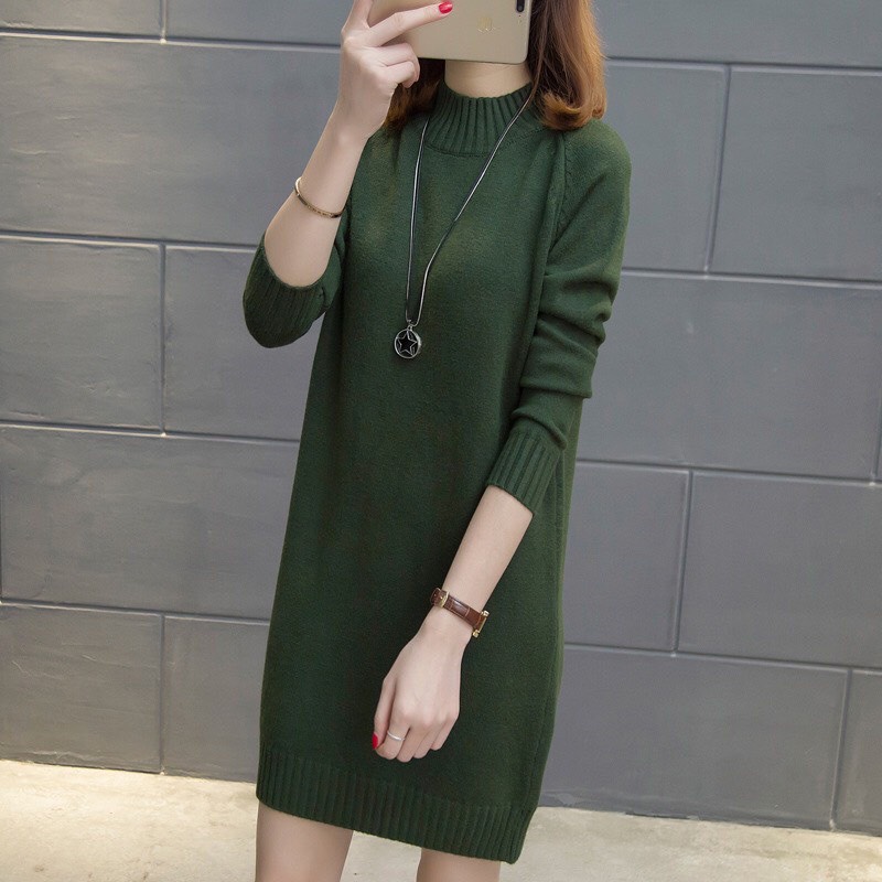 Áo len dáng dài _Đầm len suông