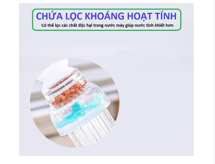 Đầu lọc nước ngay tại vòi xoay 360 độ siêu tiên lợi đem lại nguồn nước tinh khiết