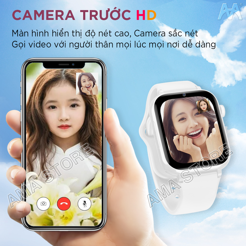 Đồng hồ Thông minh Mini AMA Watch HW13 phiên bản Định vị Wifi cho Trẻ em, Học sinh THCS, THPT Hàng nhập khẩu