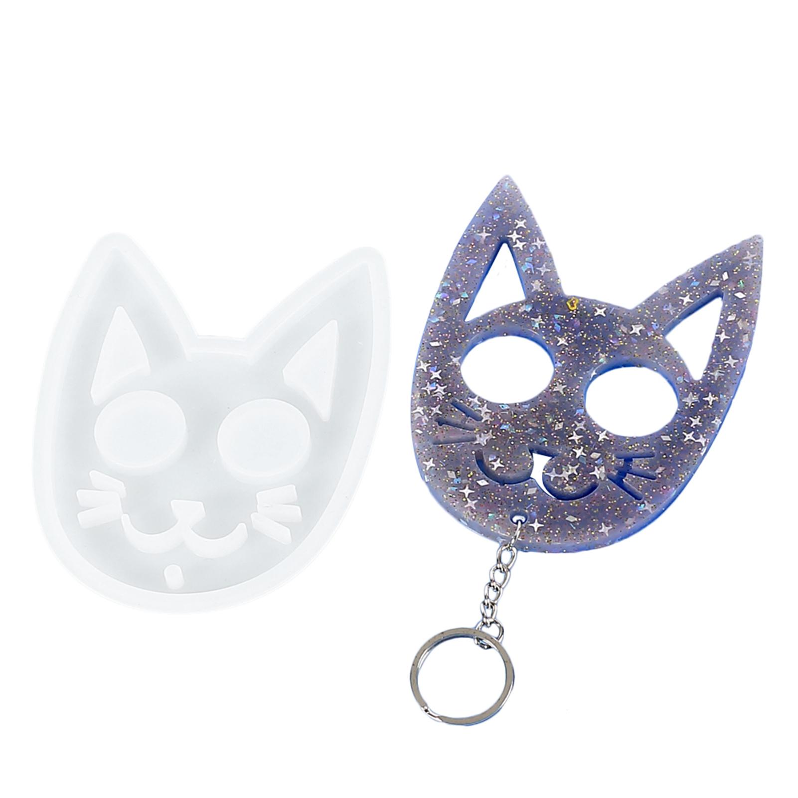 Khuôn đúc móc khóa silicone hình mèo kim tuyến dễ thương DIY thủ công