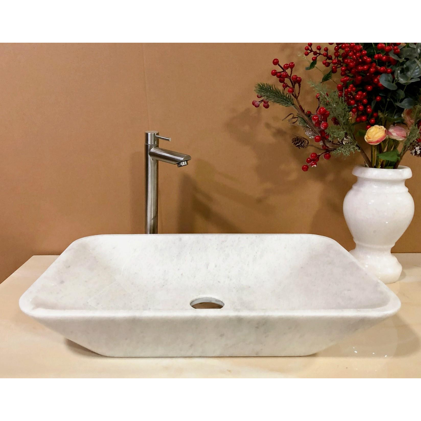 Lavabo đá cẩm thạch Trắng Ý - Mã LCNTY