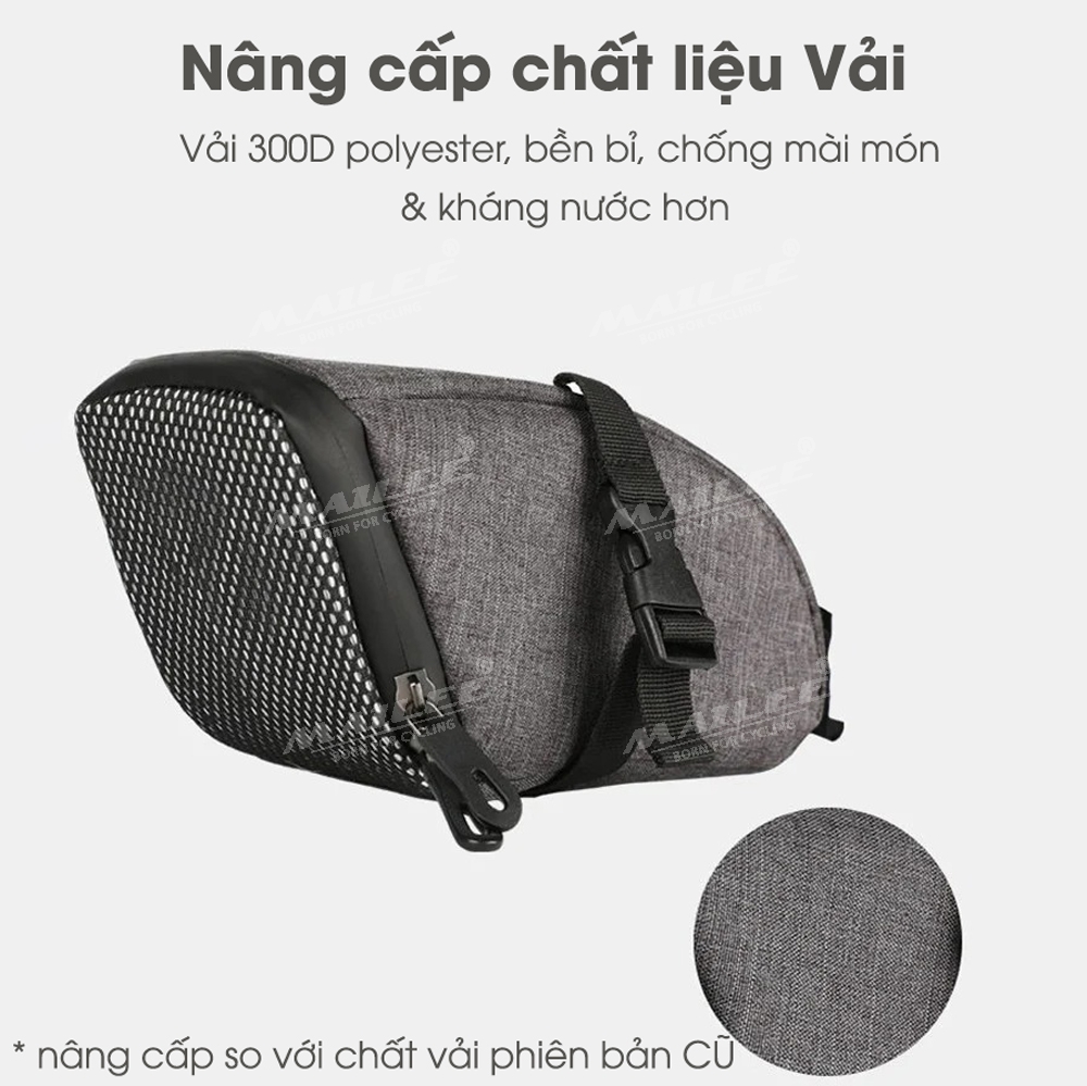 Túi Yên Xe Đạp XD-01 Gắn Yên Sau Tích Hợp Đèn Đuôi Nhấp Nháy Cảnh Báo nhiều màu, chất liệu vải 300D chống thấm nước, sạc Type C, dung tích 1.4 lít (kèm bọc chống mưa đi kèm) - Mai Lee