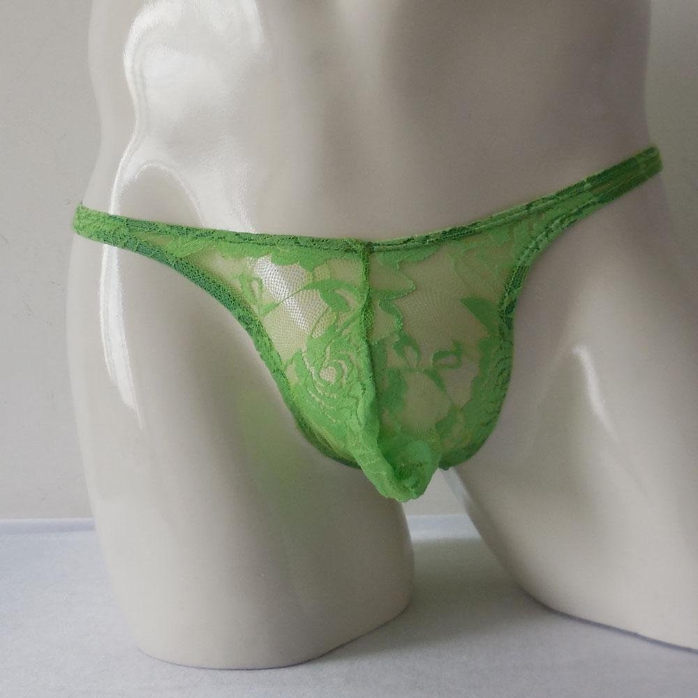 2-3pack Sexy Mens Lace Pouch Briefs Underwear Pants Green