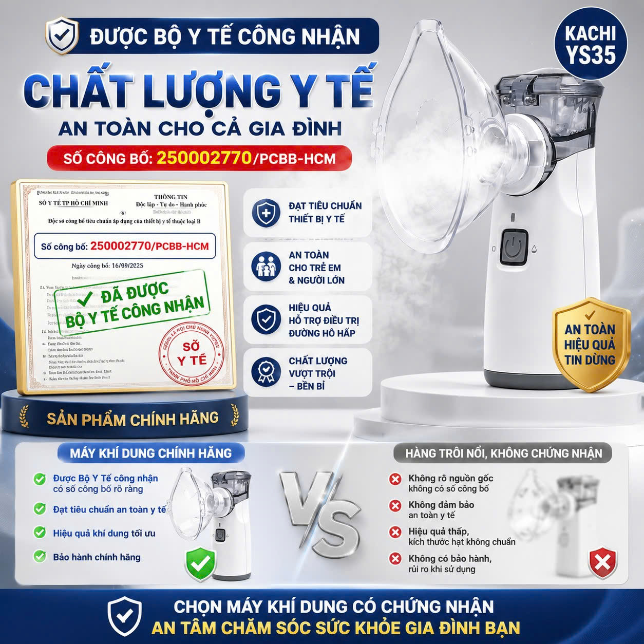 Máy Xông Khí Dung Cầm Tay Kachi YS35: Giải Pháp Hô Hấp Linh Hoạt Mọi Lúc, Mọi Nơi - hàng chính hãng