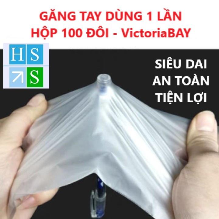 Hộp 100 Găng tay cao su VictoriaBay làm bếp vệ sinh siêu dai chất liệu TPE không mùi  -