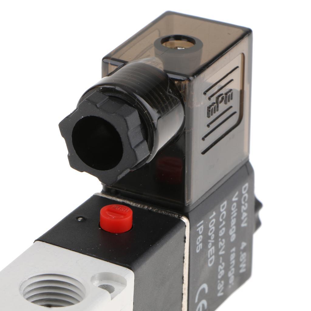 2 Pcs 4V210-08 Solenoid Valve 5 Way 2 Position Pneumatic Air-Operated 1/4'' BSPT 24V
