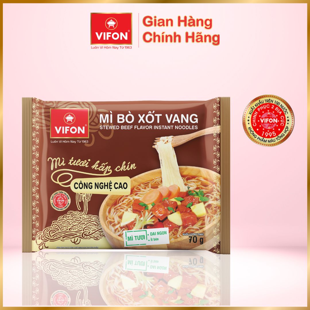 Thùng 30 gói Mì Tươi VIFON vị Bò Xốt Vang 70gr/gói