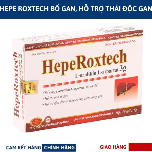 Cốm bổ gan HepeRoxtech L-ornithine L-aspartat hỗ trợ giảm xơ gan, men gan- Hộp 10 gói